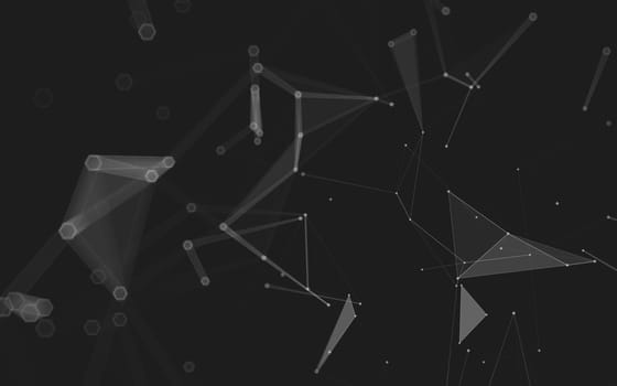 Abstract polygonal space low poly dark background with connecting dots and lines. Connection structure. 3d rendering