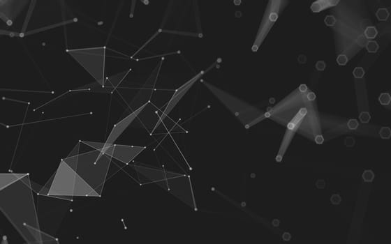 Abstract polygonal space low poly dark background with connecting dots and lines. Connection structure. 3d rendering