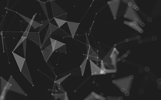 Abstract polygonal space low poly dark background with connecting dots and lines. Connection structure. 3d rendering