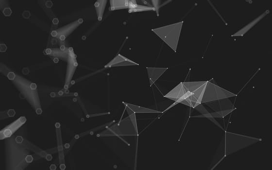 Abstract polygonal space low poly dark background with connecting dots and lines. Connection structure. 3d rendering