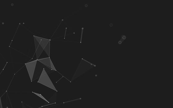 Abstract polygonal space low poly dark background with connecting dots and lines. Connection structure. 3d rendering