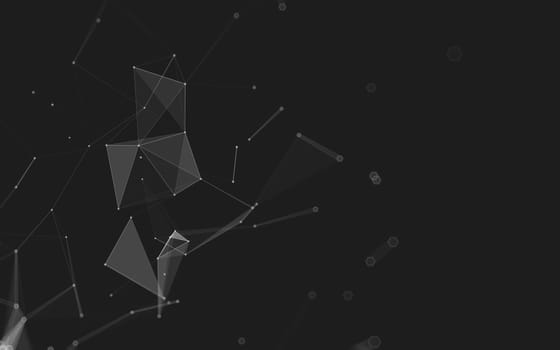 Abstract polygonal space low poly dark background with connecting dots and lines. Connection structure. 3d rendering