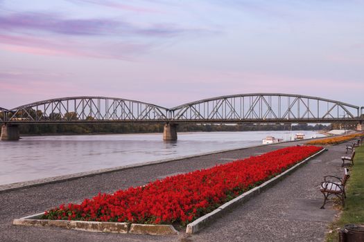 Bridge on Vistula River in Torun. Torun, Kuyavian-Pomeranian, Poland