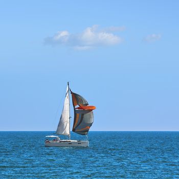 VARNA, BULGARIA - September 30, 2016: Yacht Cassiopeia in Regatta "Pro-Am Race" along the Bulgarian Black Sea Coast