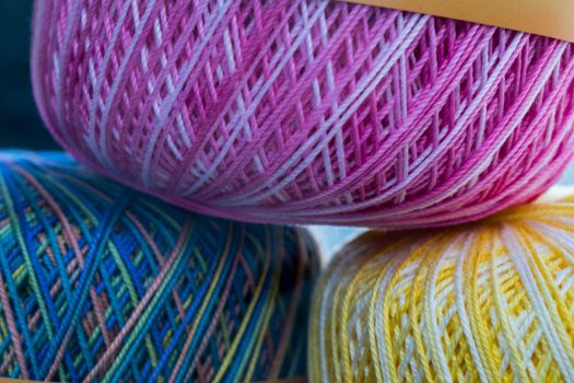 Various colored cotton in a knitwear shop