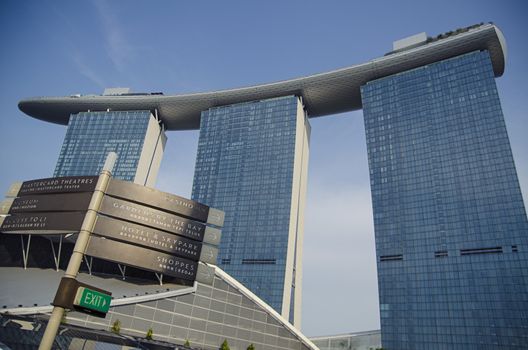 Singapore, Republic of Singapore - 04 November, 2014: Cityscape skyscraper architecture sunset view of downtown