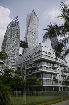 Singapore, Republic of Singapore - 05 November, 2014: Cityscape skyscraper architecture sunset view of downtown