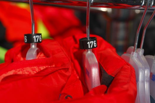 Winter Jackets on clothes hangers