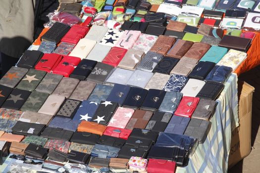 Colorful Money Purses on a Flew Market Stall