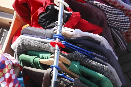 Textiles on a flea market stall