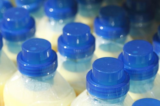 Plastic Bottles with blue covers