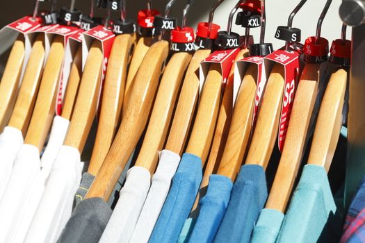 T-shirts on a clothes rail