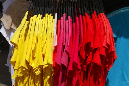 T-shirts on a clothes rail
