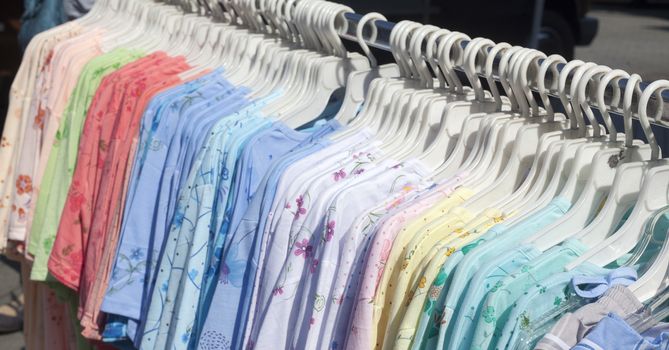 T-shirts on a clothes rail