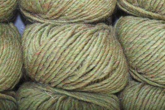Green wool balls for knitting