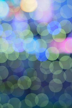 Abstract colorful blue led illumination lights bokeh in vertical frame