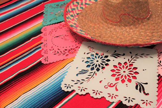 Mexico poncho sombrero skull background fiesta cinco de mayo decoration bunting flags