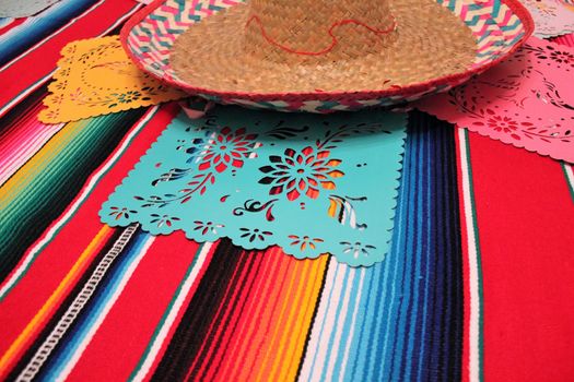 Mexico poncho sombrero skull background fiesta cinco de mayo decoration bunting flags