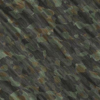 Camouflage pattern background seamless illustration. Classic clothing style masking camo repeat print. Green brown black olive colors forest texture.