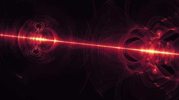 glowing red curved lines over dark Abstract Background space universe. Illustration.