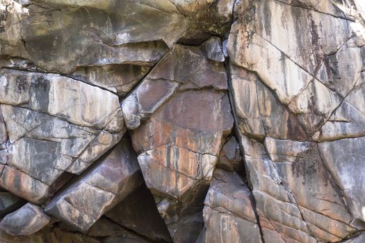 A wall of stone at Taylors Falls, Minnesota.