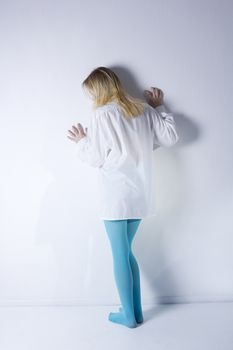 Young woman with depression isolated on white background