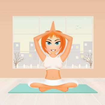 illustration of girl doing yoga