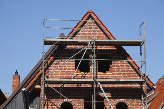 construction site on a new building house roof