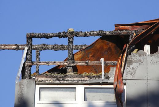 Fire dameged House, roof