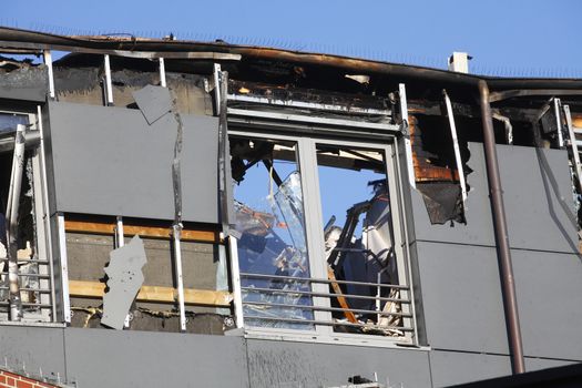 Fire dameged House, roof