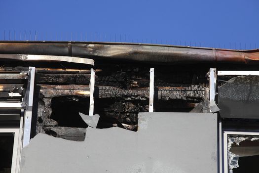 Fire dameged House, roof