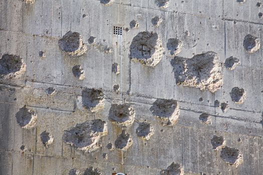 bullet holesin a bunker
