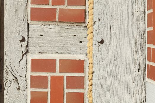 wooden beams on a half-timbered house wall