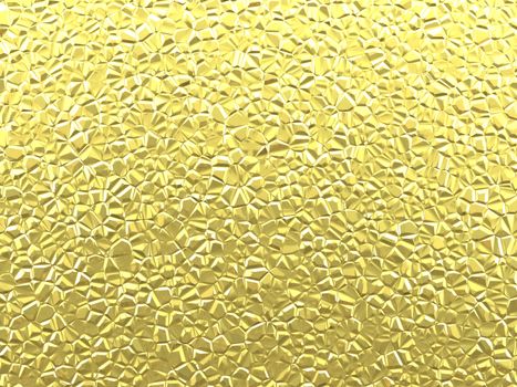 3D Illustration of Gold Crumpled Metal Texture