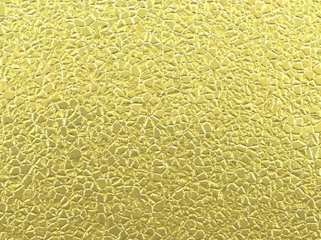 3D Illustration of Gold Crumpled Metal Texture