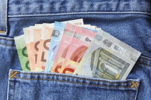 Euro Bills in a Jeeans Pocket