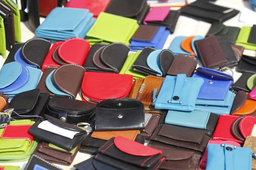 Colorful Money Purses on a Flew Market Stall