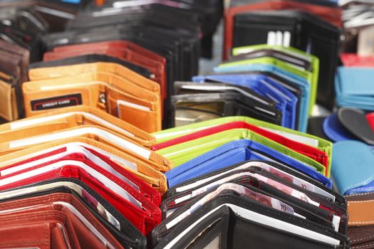 Colorful Money Purses on a Flew Market Stall