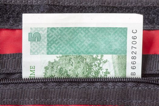  5 Latvian Lats  Bill in a Purse