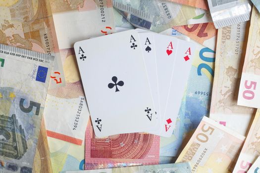 Euro  Bills and Card Game