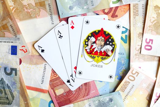  Euro  Bills and Card Game