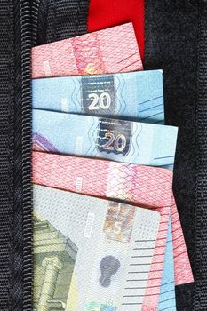  Euro  Bills in a Purse