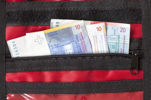 Swiss Frank  Bills in a Purse