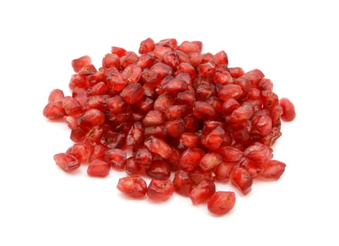 Fresh pomegranate seeds, isolated on a white background