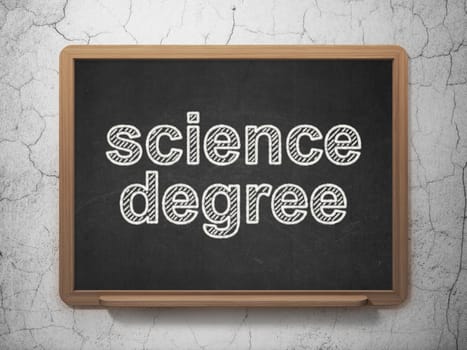 Science concept: text Science Degree on Black chalkboard on grunge wall background, 3D rendering
