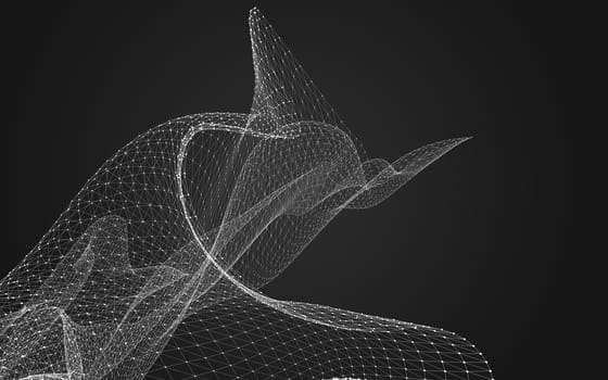 Abstract polygonal space low poly dark background with connecting dots and lines. Connection structure. 3d rendering