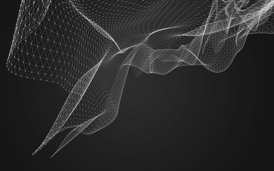 Abstract polygonal space low poly dark background with connecting dots and lines. Connection structure. 3d rendering