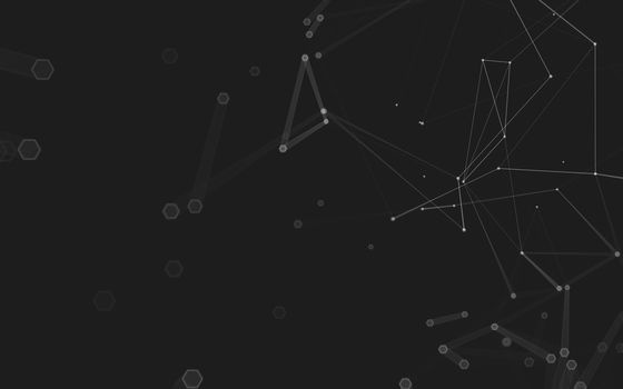 Abstract polygonal space low poly dark background with connecting dots and lines. Connection structure. 3d rendering