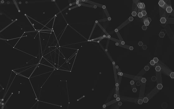 Abstract polygonal space low poly dark background with connecting dots and lines. Connection structure. 3d rendering