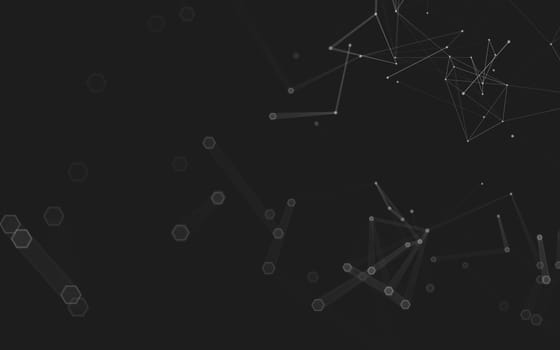 Abstract polygonal space low poly dark background with connecting dots and lines. Connection structure. 3d rendering